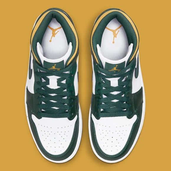 white yellow and green jordans